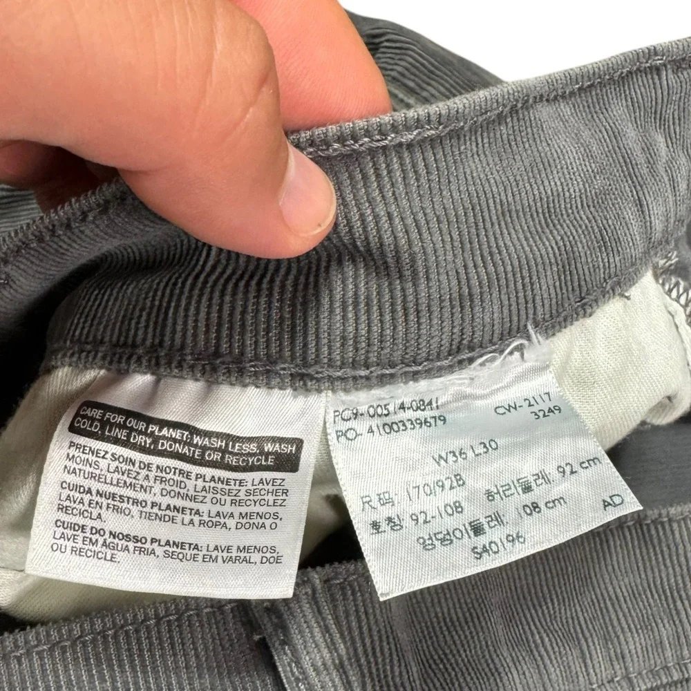 Levi's 514 Straight Leg Gray Corduroy‎ Pants Men's 36x30 FLAWS